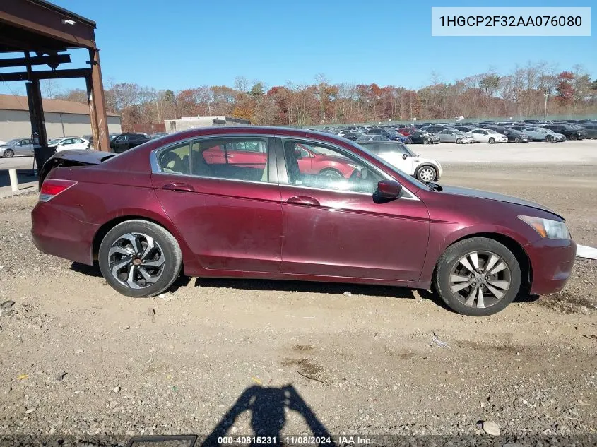 2010 Honda Accord 2.4 Lx VIN: 1HGCP2F32AA076080 Lot: 40815231