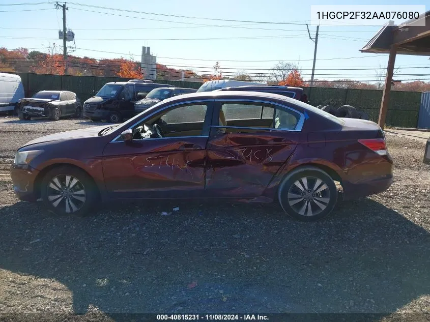 2010 Honda Accord 2.4 Lx VIN: 1HGCP2F32AA076080 Lot: 40815231