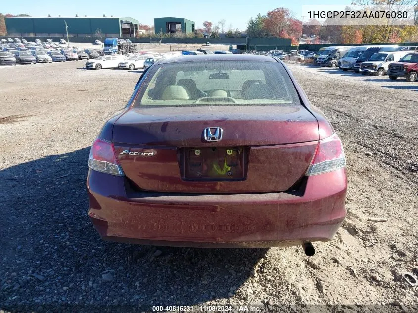 2010 Honda Accord 2.4 Lx VIN: 1HGCP2F32AA076080 Lot: 40815231