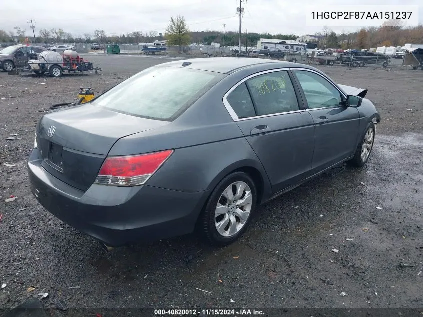 2010 Honda Accord Sdn 2.4 Ex-L/Ex-L VIN: 1HGCP2F87AA151237 Lot: 40820012