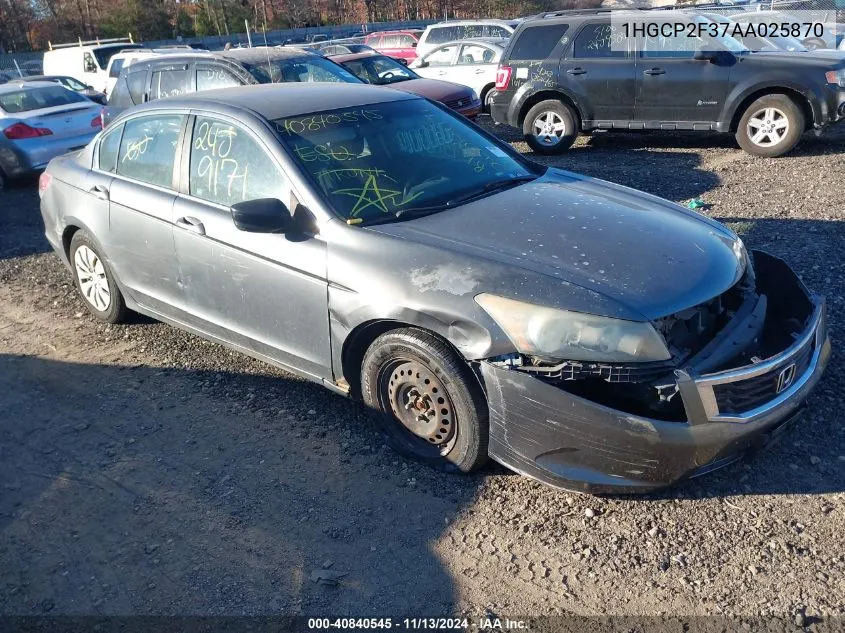 2010 Honda Accord 2.4 Lx VIN: 1HGCP2F37AA025870 Lot: 40840545