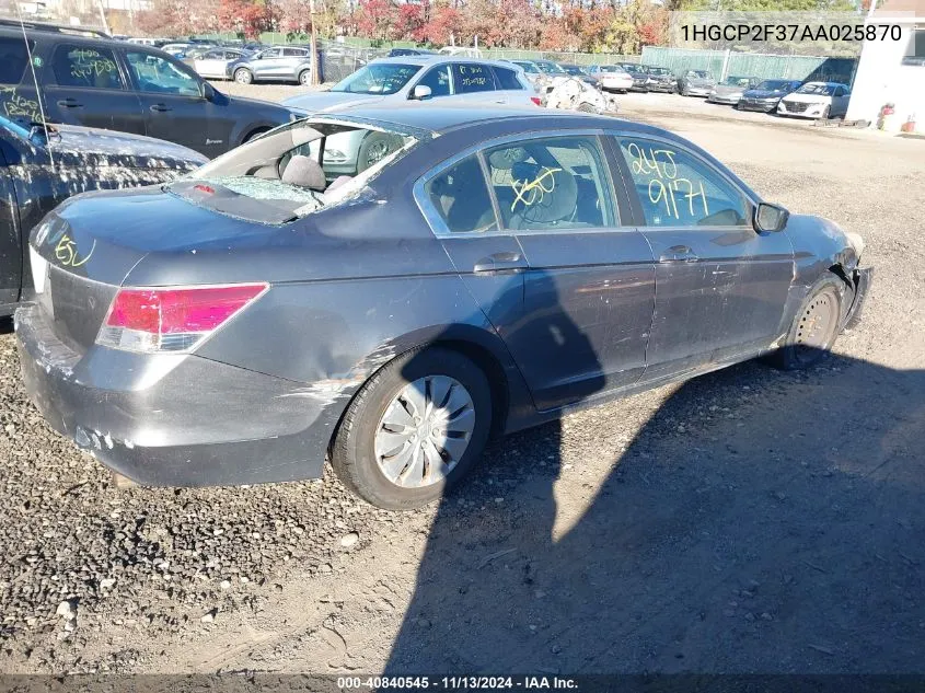 2010 Honda Accord 2.4 Lx VIN: 1HGCP2F37AA025870 Lot: 40840545