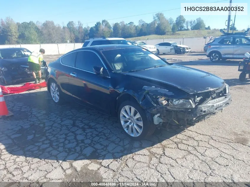 2010 Honda Accord Cpe 3.5 Ex-L/Ex-L VIN: 1HGCS2B83AA000352 Lot: 40848696