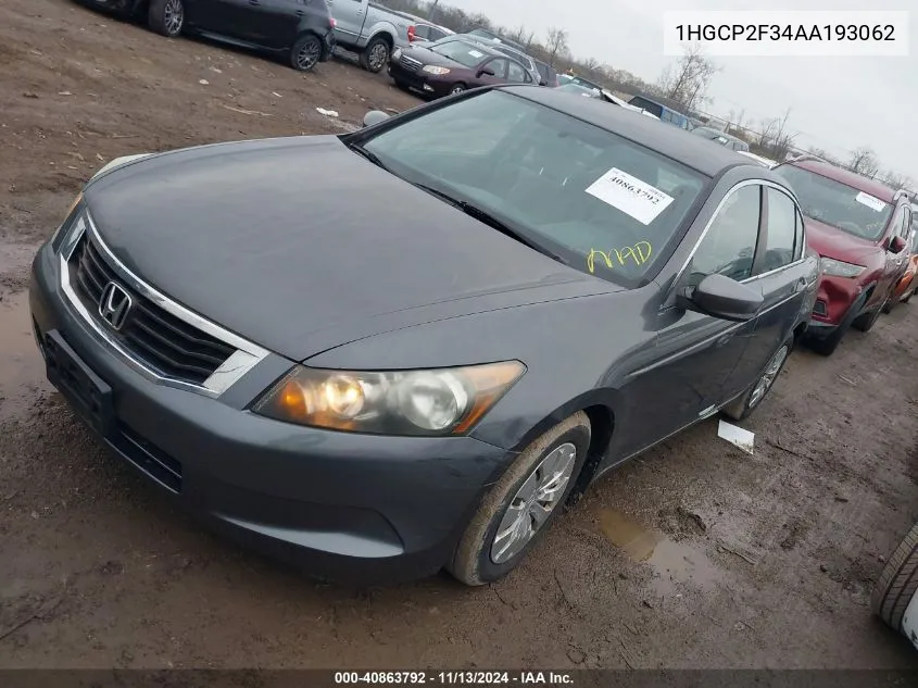 2010 Honda Accord 2.4 Lx VIN: 1HGCP2F34AA193062 Lot: 40863792