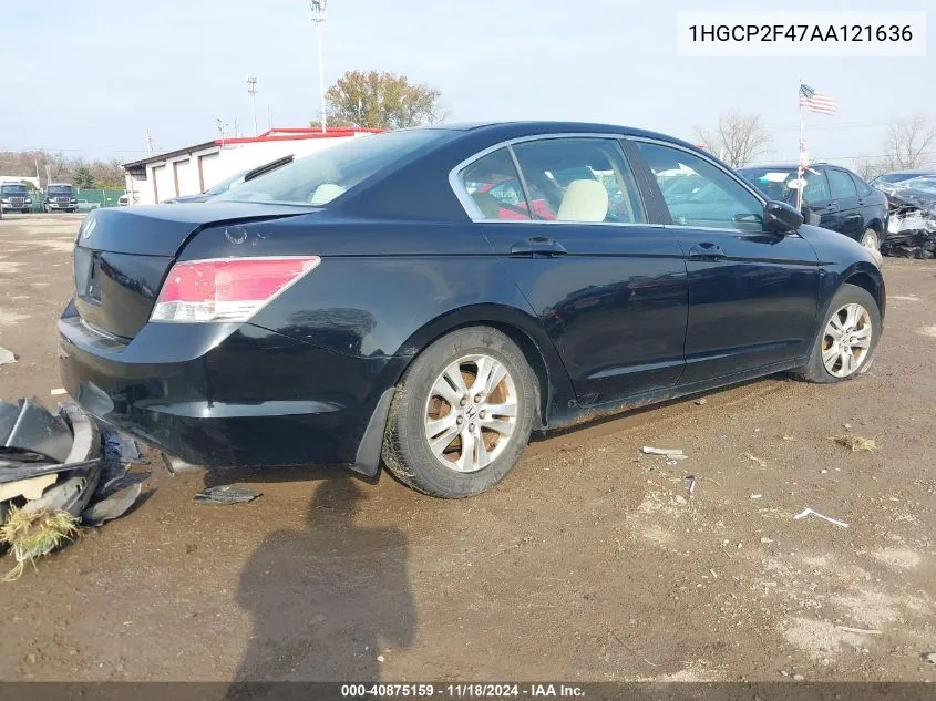 2010 Honda Accord Lxp VIN: 1HGCP2F47AA121636 Lot: 40875159