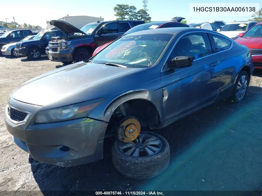 2010 Honda Accord 2.4 Lx-S VIN: 1HGCS1B30AA006138 Lot: 40875746