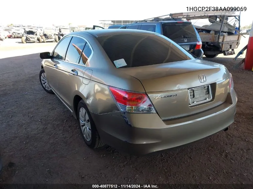 2010 Honda Accord 2.4 Lx VIN: 1HGCP2F38AA099069 Lot: 40877512