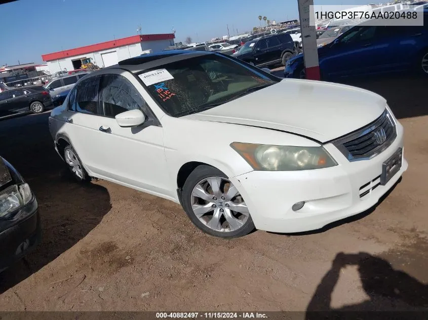 2010 Honda Accord 3.5 Ex VIN: 1HGCP3F76AA020488 Lot: 40882497