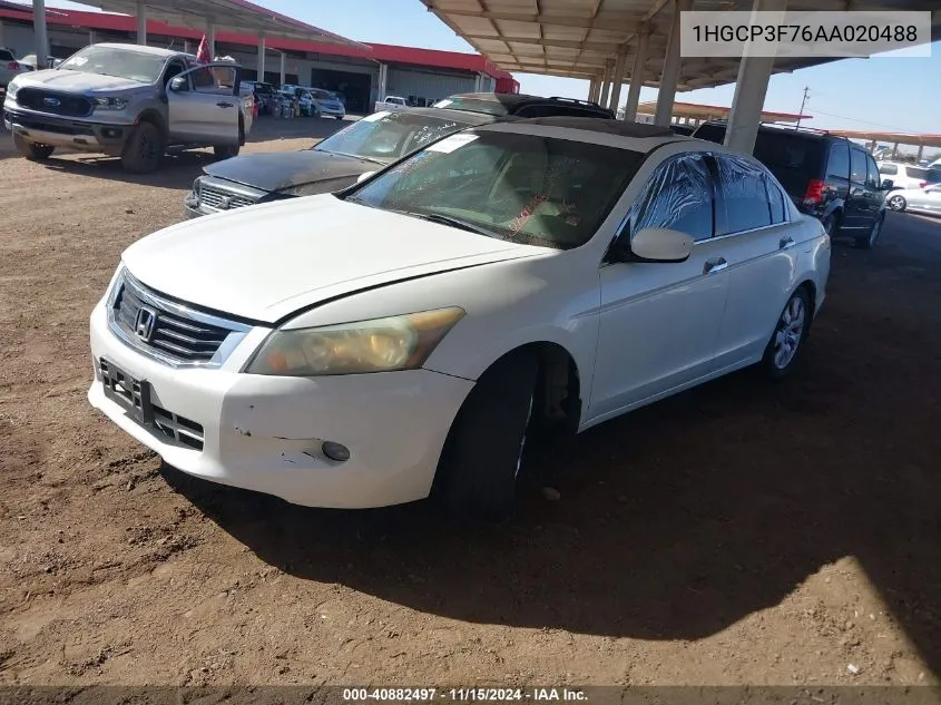 2010 Honda Accord 3.5 Ex VIN: 1HGCP3F76AA020488 Lot: 40882497