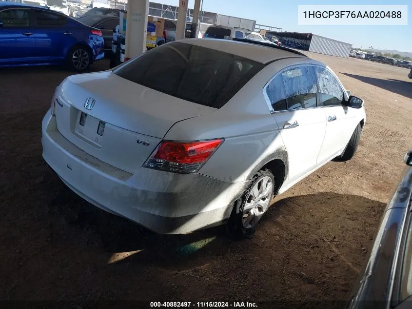 2010 Honda Accord 3.5 Ex VIN: 1HGCP3F76AA020488 Lot: 40882497