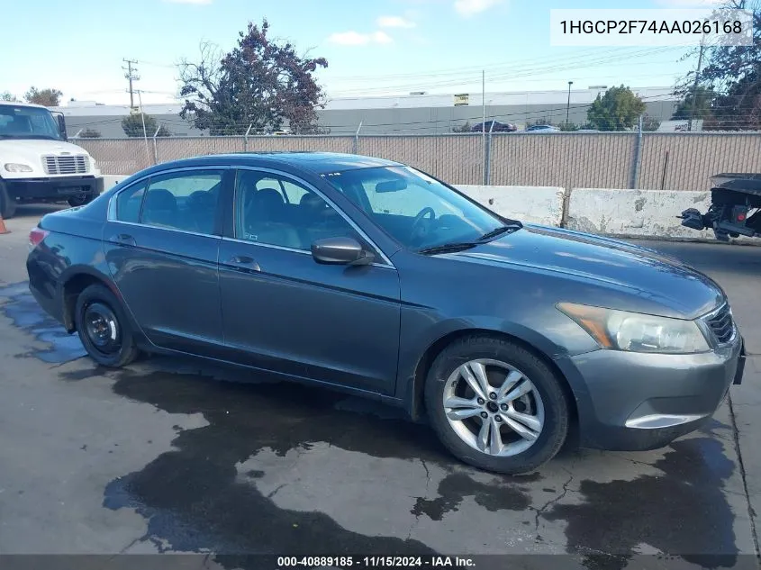 2010 Honda Accord 2.4 Ex VIN: 1HGCP2F74AA026168 Lot: 40889185