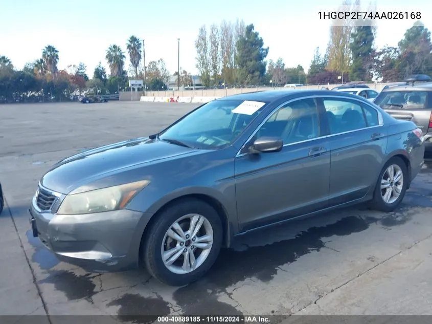 2010 Honda Accord 2.4 Ex VIN: 1HGCP2F74AA026168 Lot: 40889185