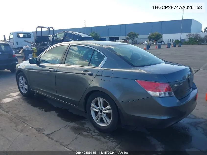 2010 Honda Accord 2.4 Ex VIN: 1HGCP2F74AA026168 Lot: 40889185