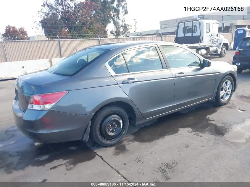 2010 Honda Accord 2.4 Ex VIN: 1HGCP2F74AA026168 Lot: 40889185