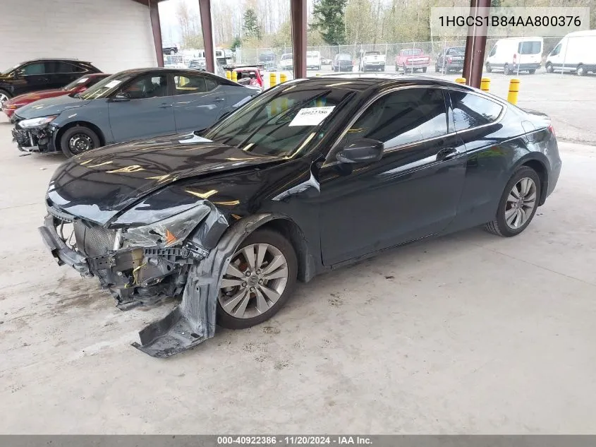 2010 Honda Accord 2.4 Ex-L VIN: 1HGCS1B84AA800376 Lot: 40922386