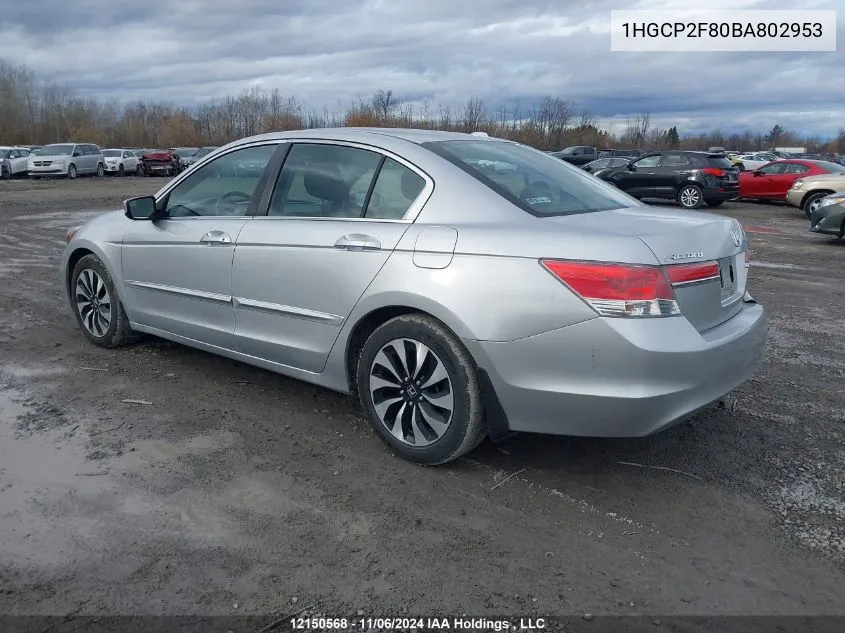 2011 Honda Accord Sedan VIN: 1HGCP2F80BA802953 Lot: 12150568