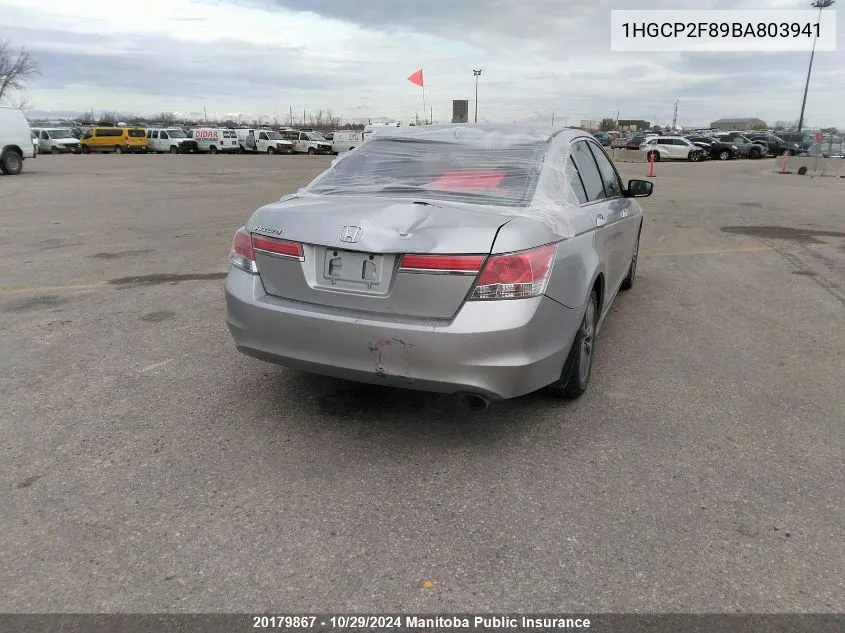 2011 Honda Accord Ex-L VIN: 1HGCP2F89BA803941 Lot: 20179867