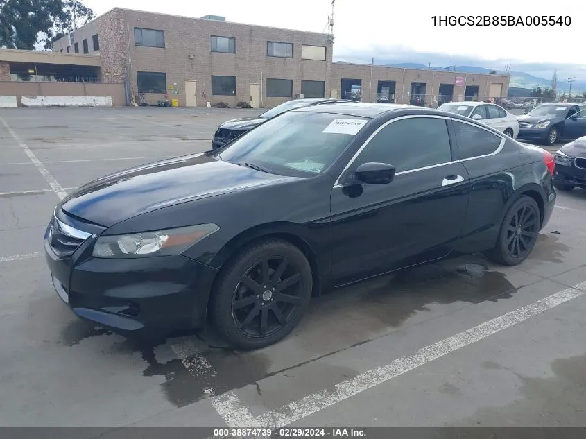 2011 Honda Accord 3.5 Ex-L VIN: 1HGCS2B85BA005540 Lot: 38874739