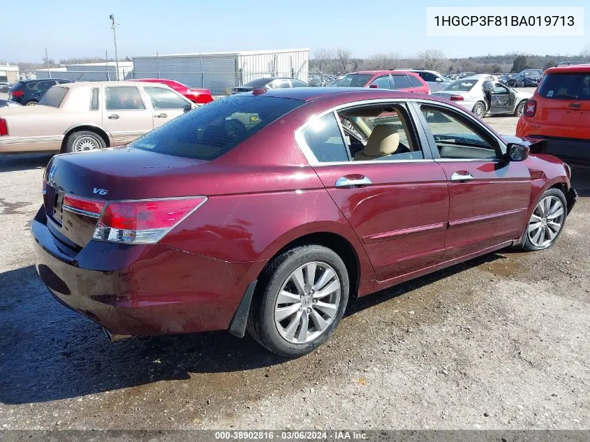 2011 Honda Accord 3.5 Ex-L VIN: 1HGCP3F81BA019713 Lot: 38902816