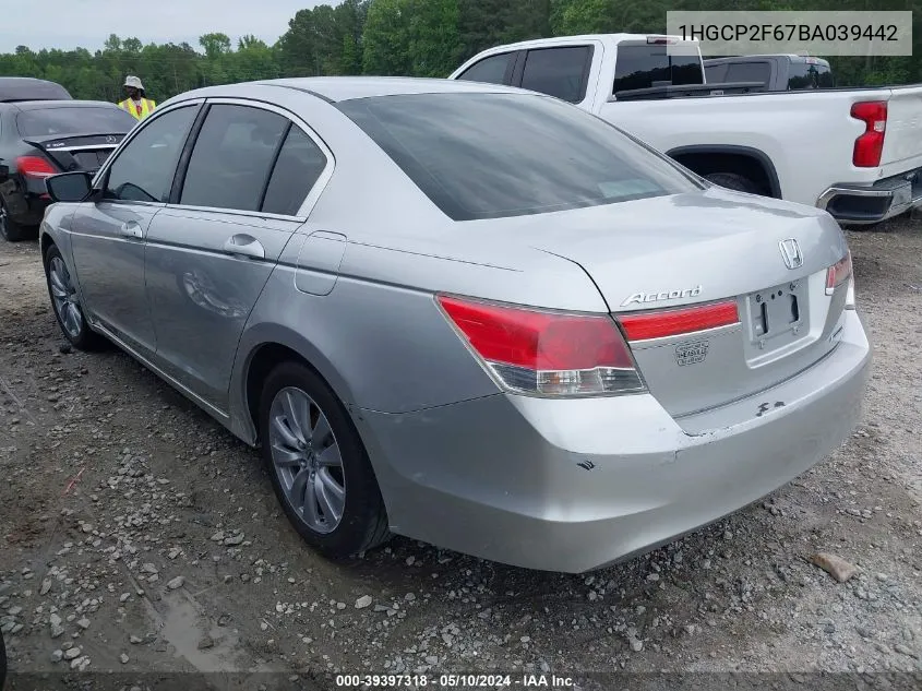 2011 Honda Accord 2.4 Se VIN: 1HGCP2F67BA039442 Lot: 39397318