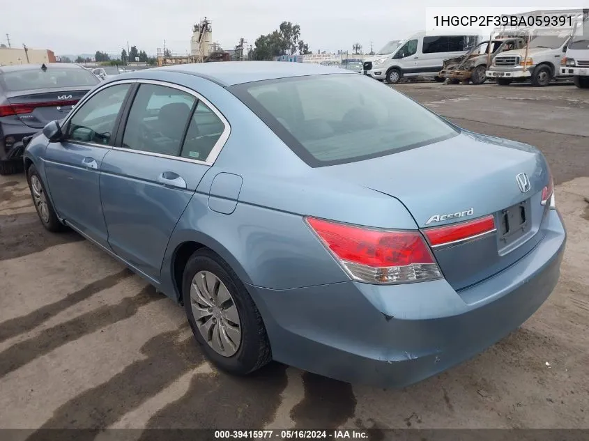 1HGCP2F39BA059391 2011 Honda Accord 2.4 Lx