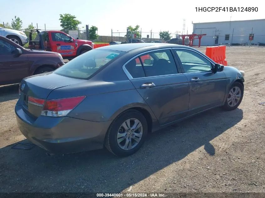 2011 Honda Accord 2.4 Lx-P VIN: 1HGCP2F41BA124890 Lot: 39440601