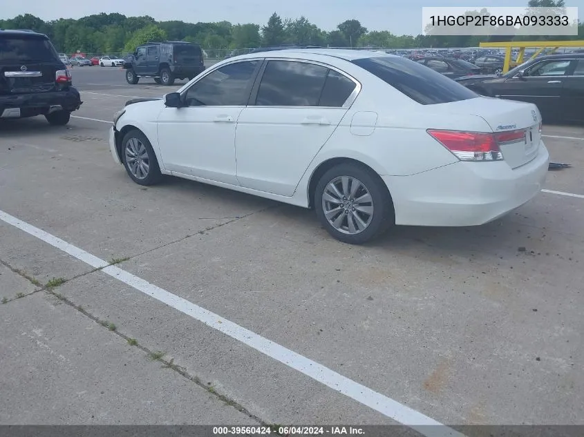 2011 Honda Accord 2.4 Ex-L VIN: 1HGCP2F86BA093333 Lot: 39560424