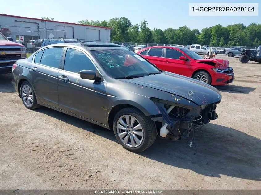 2011 Honda Accord 2.4 Ex-L VIN: 1HGCP2F87BA020164 Lot: 39644887