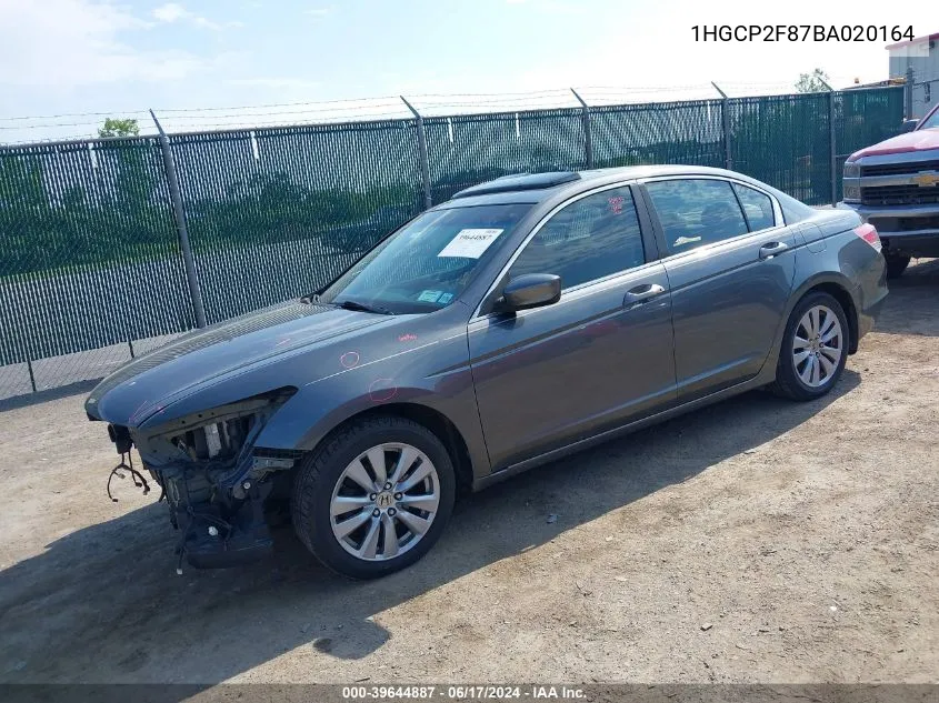 1HGCP2F87BA020164 2011 Honda Accord 2.4 Ex-L