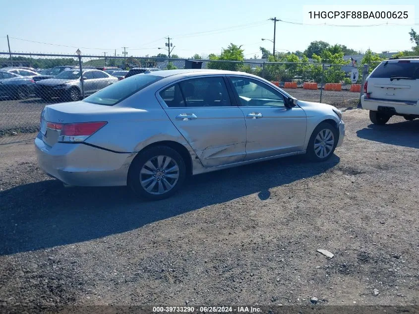 2011 Honda Accord 3.5 Ex-L VIN: 1HGCP3F88BA000625 Lot: 39733290