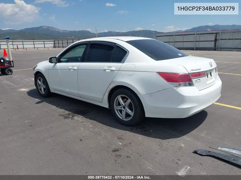 2011 Honda Accord 2.4 Lx VIN: 1HGCP2F34BA033779 Lot: 39770432