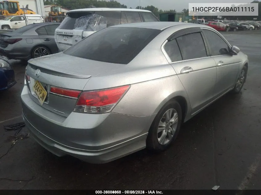 2011 Honda Accord 2.4 Se VIN: 1HGCP2F66BA011115 Lot: 39804060