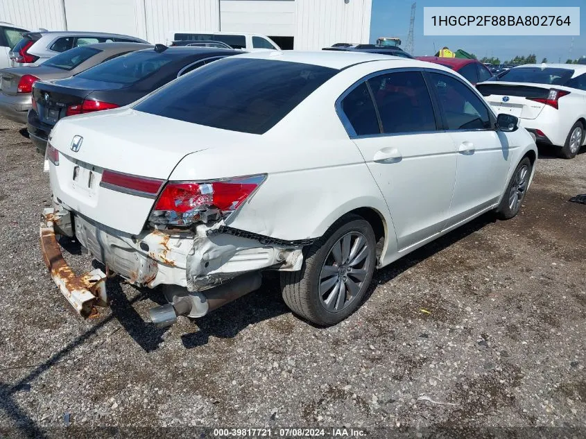 2011 Honda Accord 2.4 Ex-L VIN: 1HGCP2F88BA802764 Lot: 39817721