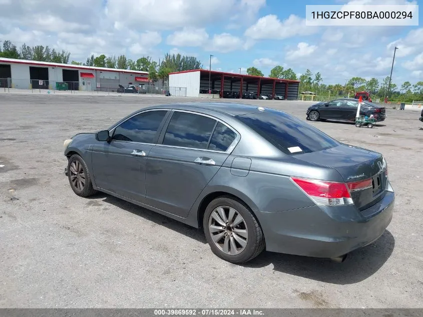 1HGZCPF80BA000294 2011 Honda Accord