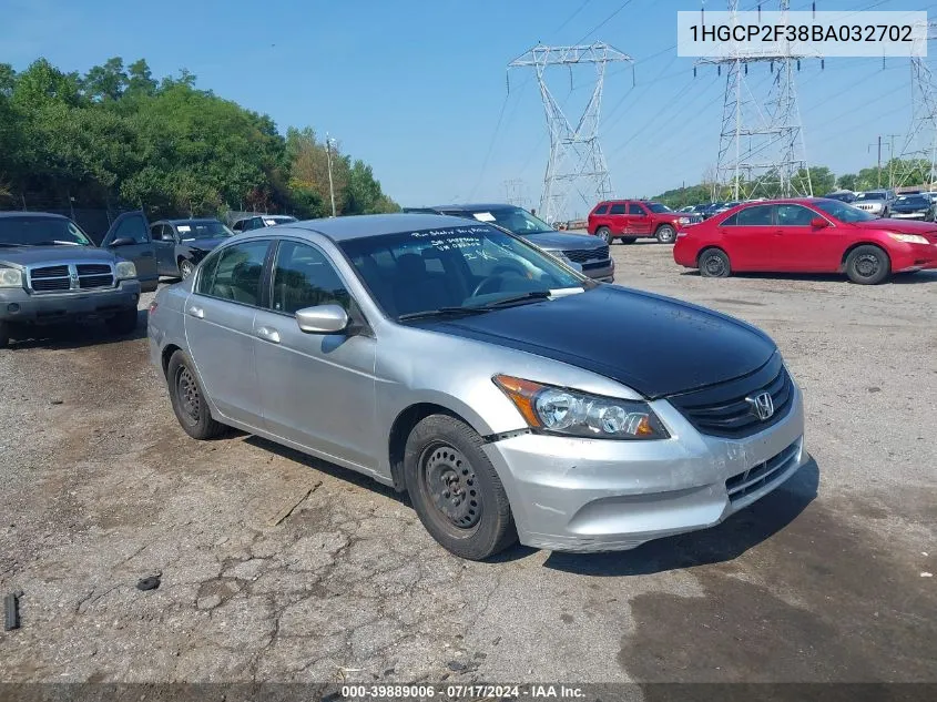 2011 Honda Accord 2.4 Lx VIN: 1HGCP2F38BA032702 Lot: 39889006