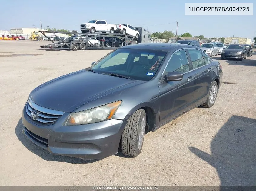 1HGCP2F87BA004725 2011 Honda Accord 2.4 Ex-L