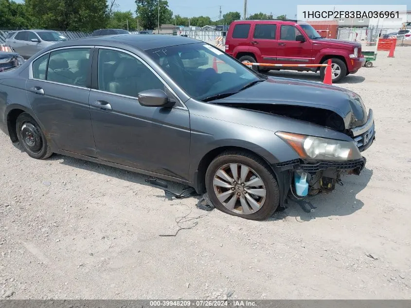 1HGCP2F83BA036961 2011 Honda Accord 2.4 Ex-L