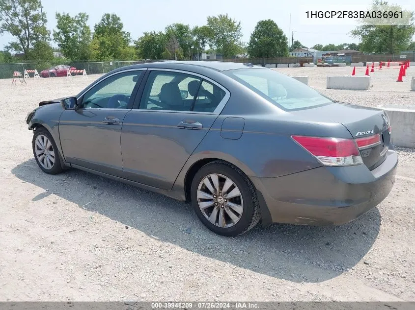 1HGCP2F83BA036961 2011 Honda Accord 2.4 Ex-L