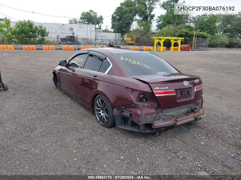 1HGCP2F30BA076192 2011 Honda Accord 2.4 Lx