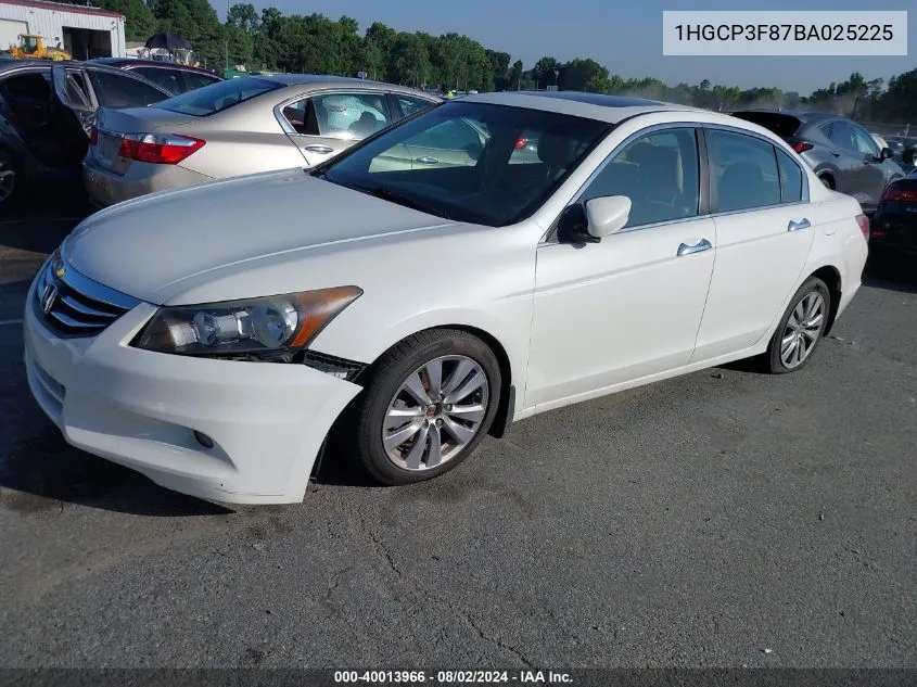 2011 Honda Accord 3.5 Ex-L VIN: 1HGCP3F87BA025225 Lot: 40013966