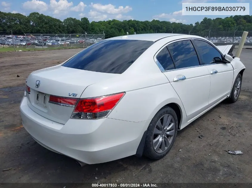 2011 Honda Accord 3.5 Ex-L VIN: 1HGCP3F89BA030779 Lot: 40017933