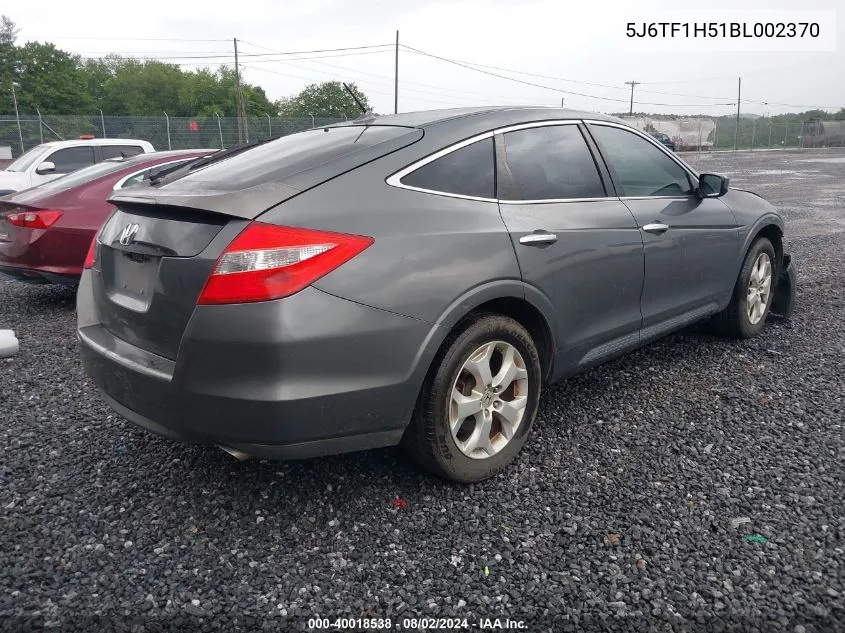 2011 Honda Accord Crosstour Ex-L VIN: 5J6TF1H51BL002370 Lot: 40018538