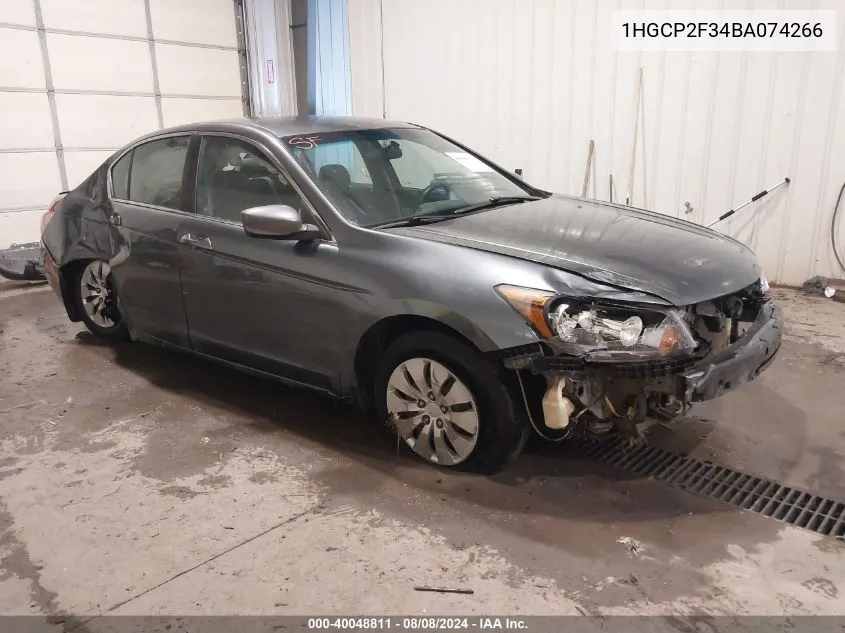 1HGCP2F34BA074266 2011 Honda Accord 2.4 Lx