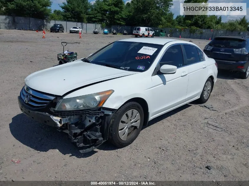 1HGCP2F33BA013345 2011 Honda Accord 2.4 Lx