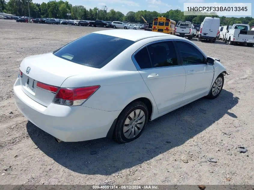 1HGCP2F33BA013345 2011 Honda Accord 2.4 Lx