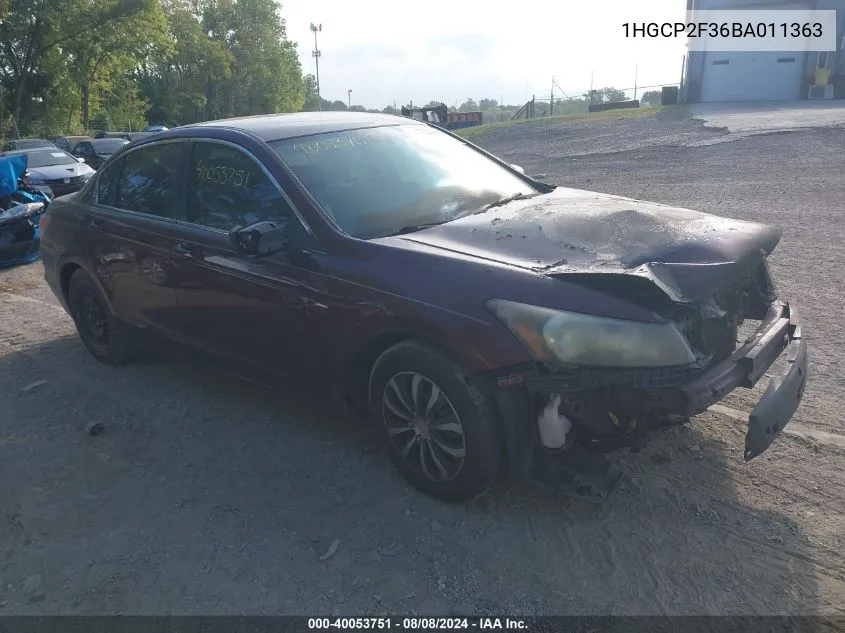 1HGCP2F36BA011363 2011 Honda Accord Lx