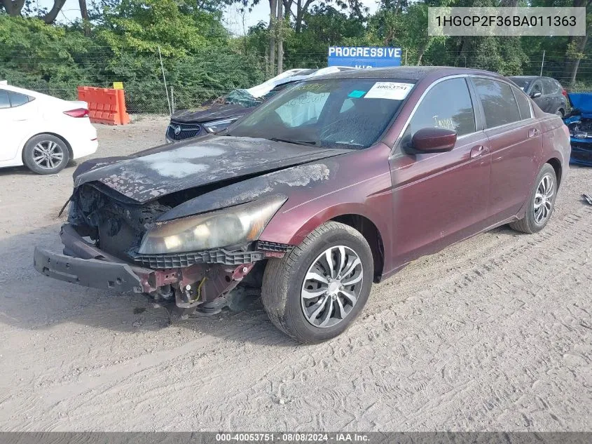 1HGCP2F36BA011363 2011 Honda Accord Lx