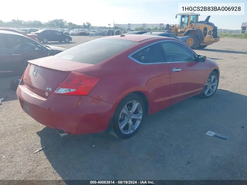 1HGCS2B83BA006928 2011 Honda Accord 3.5 Ex-L