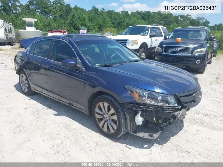 2011 Honda Accord 2.4 Ex VIN: 1HGCP2F72BA026431 Lot: 40105720