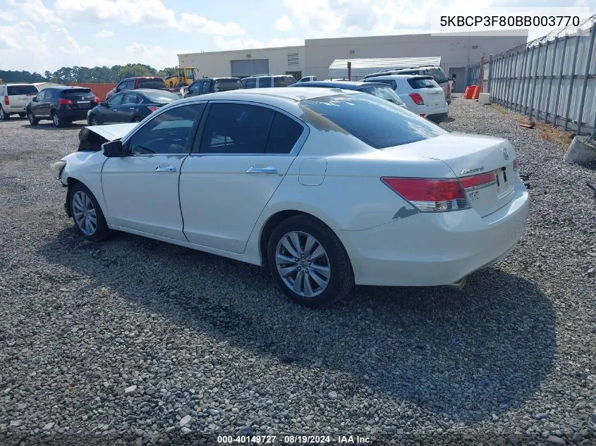 2011 Honda Accord 3.5 Ex-L VIN: 5KBCP3F80BB003770 Lot: 40149727